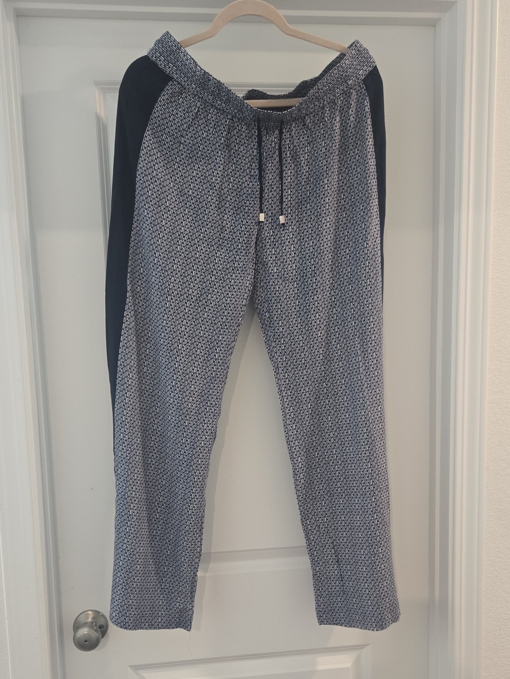 Kenar Navy Patterned Joggers with Black Side Panels